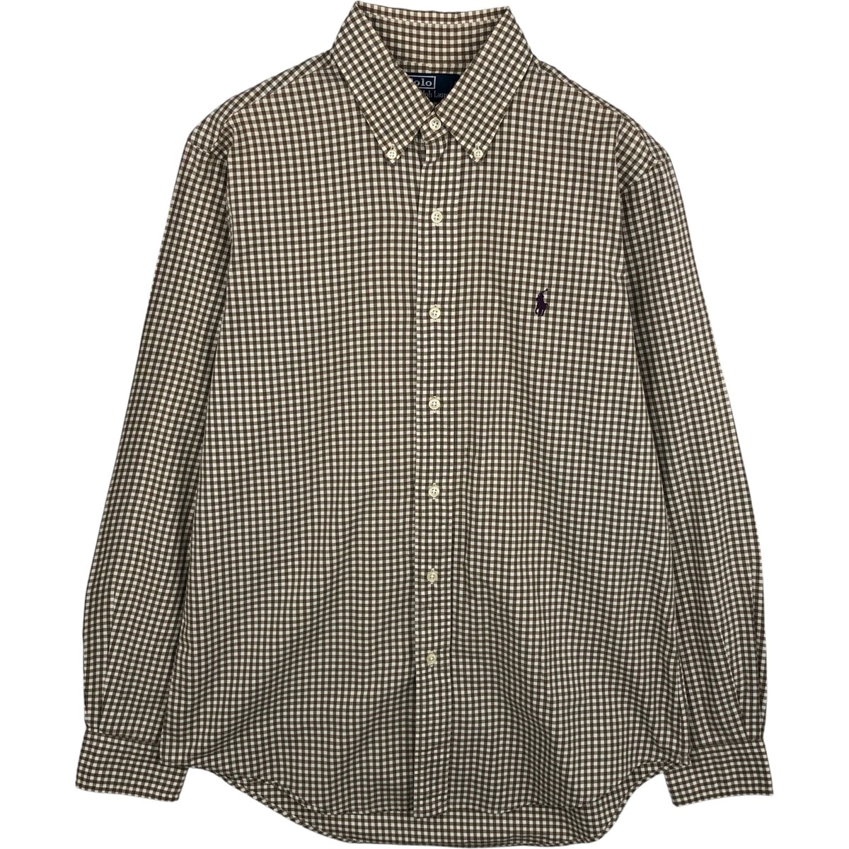 古着 ラルフローレン Ralph Lauren POLO by Ralph Lauren CUSTOM FIT ギンガムチェック 長袖 ボタンダウンチェックシャツ メンズM相当/eaa613298