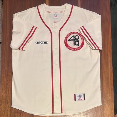 Supreme x 40 Acres Twill Baseball Jersey "Natural"