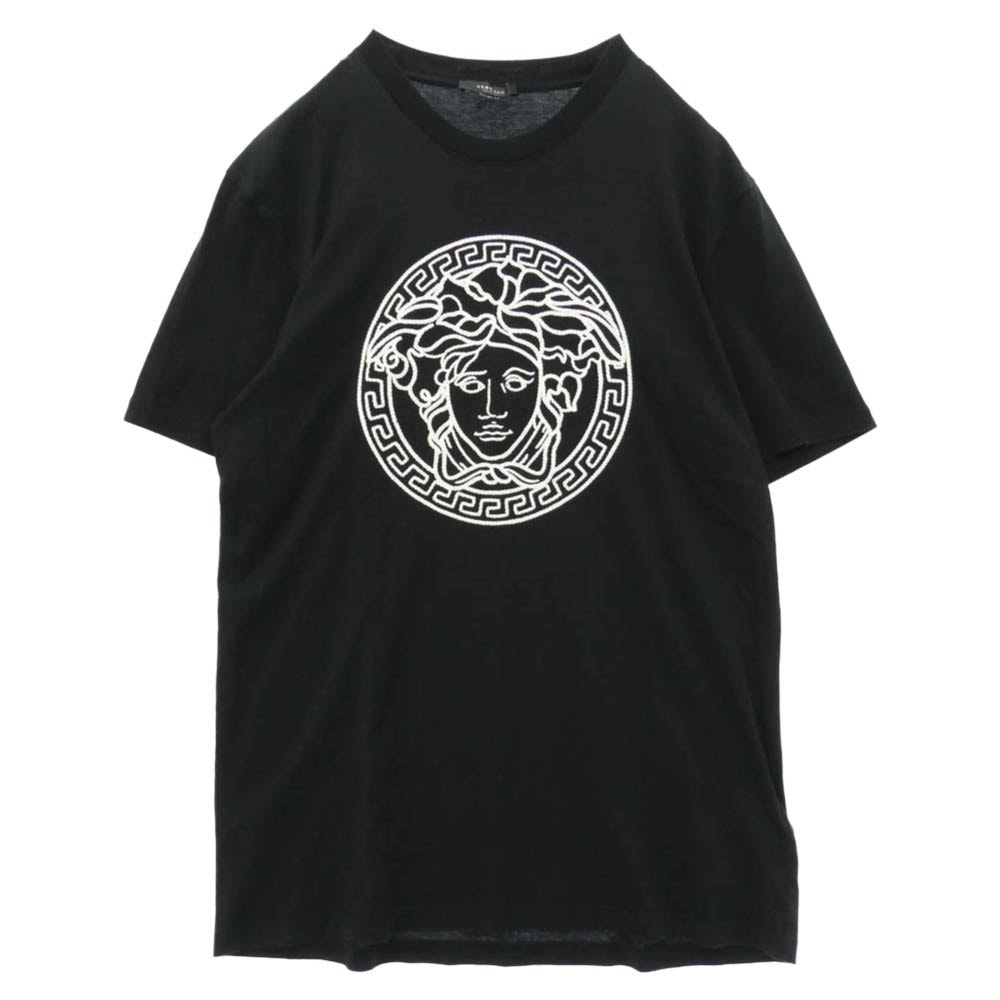 VERSACE ヴェルサーチ A89287 メデューサ 刺繍 半袖 Tシャツ ブラック系 L【中古】