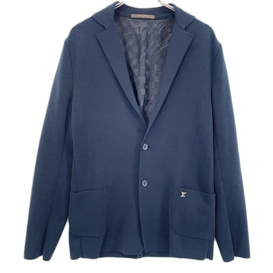 ルイヴィトン RM121M H1KN47MS7 12SS ブラック LVロゴ 2Bニットテーラードジャケット M