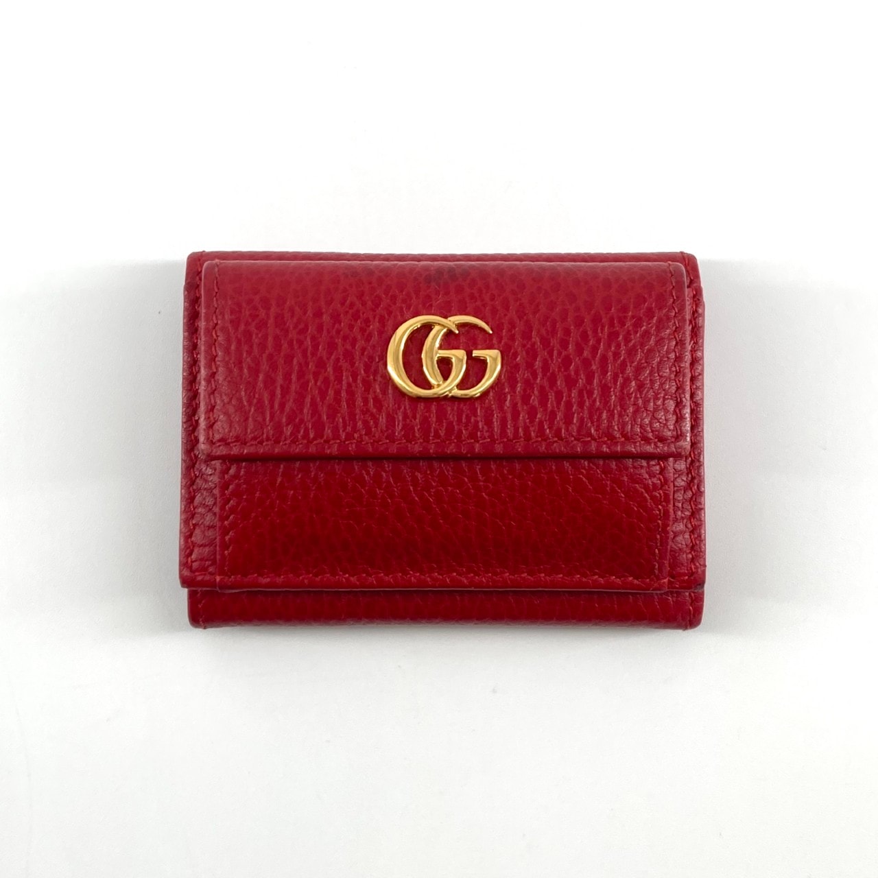 GUCCI(グッチ) プチ マーモント コンパクト 523277 三つ折り財布 レッド