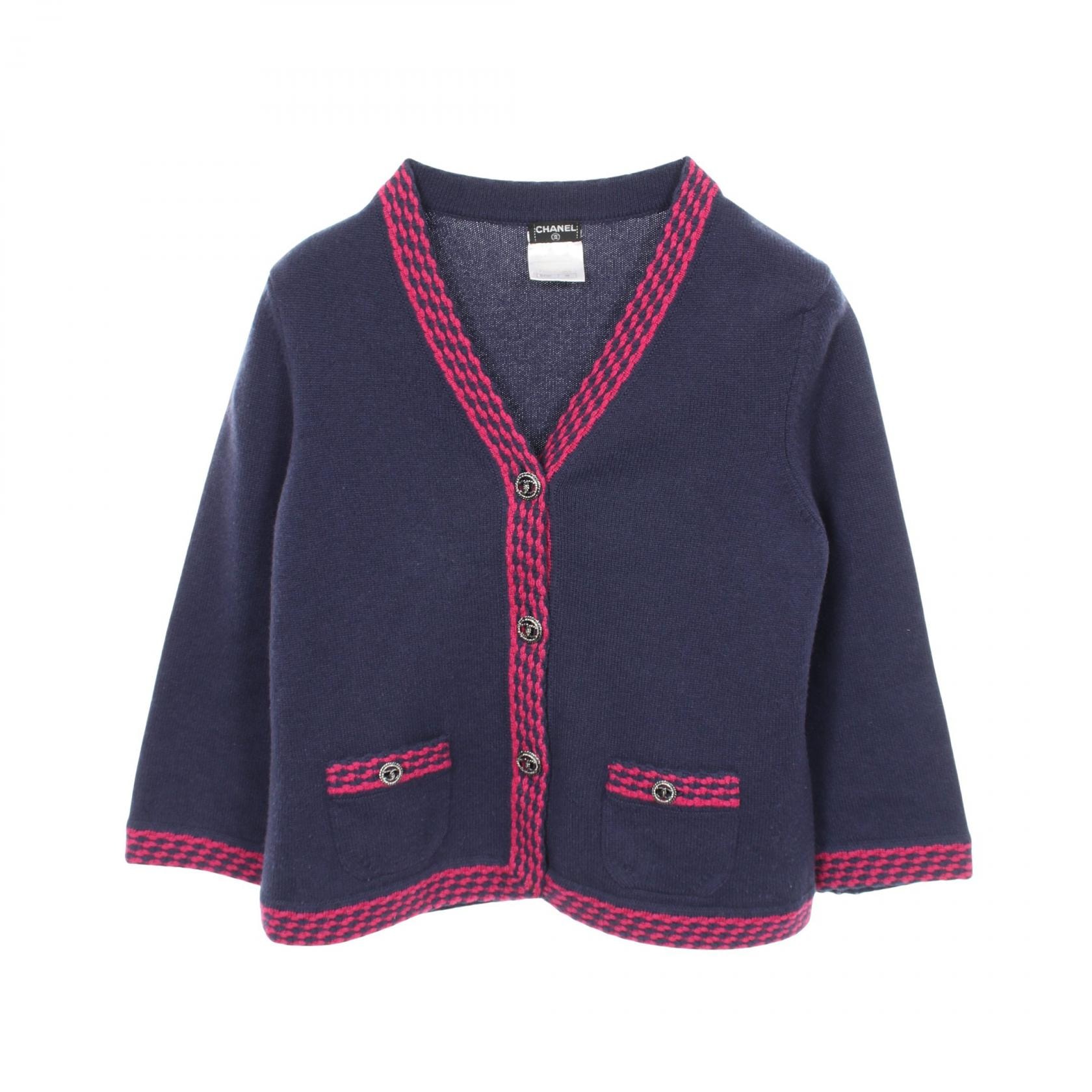 シャネル CHANEL ココマークボタン カーディガン 衣料品 トップス カシミヤ レディース ネイビー系 / ピンク系 P40294K02905 【中古】