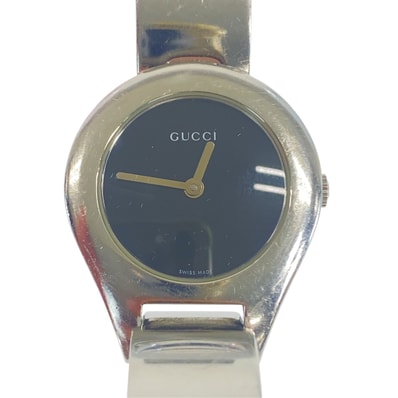 GUCCI グッチ ヴィンテージ シルバー ステンレススチール 腕時計 クオーツ ブラック文字盤 1-0289035 【中古】