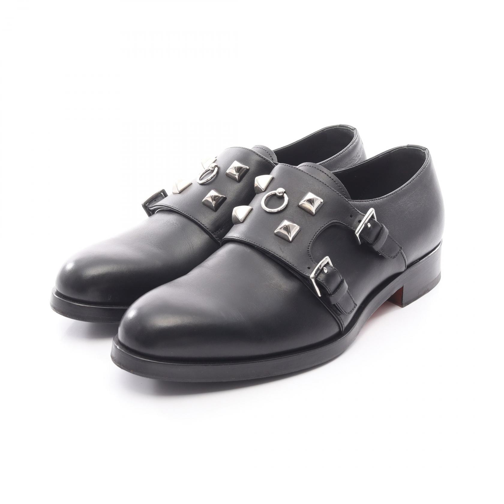 エルメス HERMES コリエドシアン プレーントゥ ダブルモンクストラップ ドレスシューズ 靴 レザー メンズ ブラック系 182395Z 【中古】