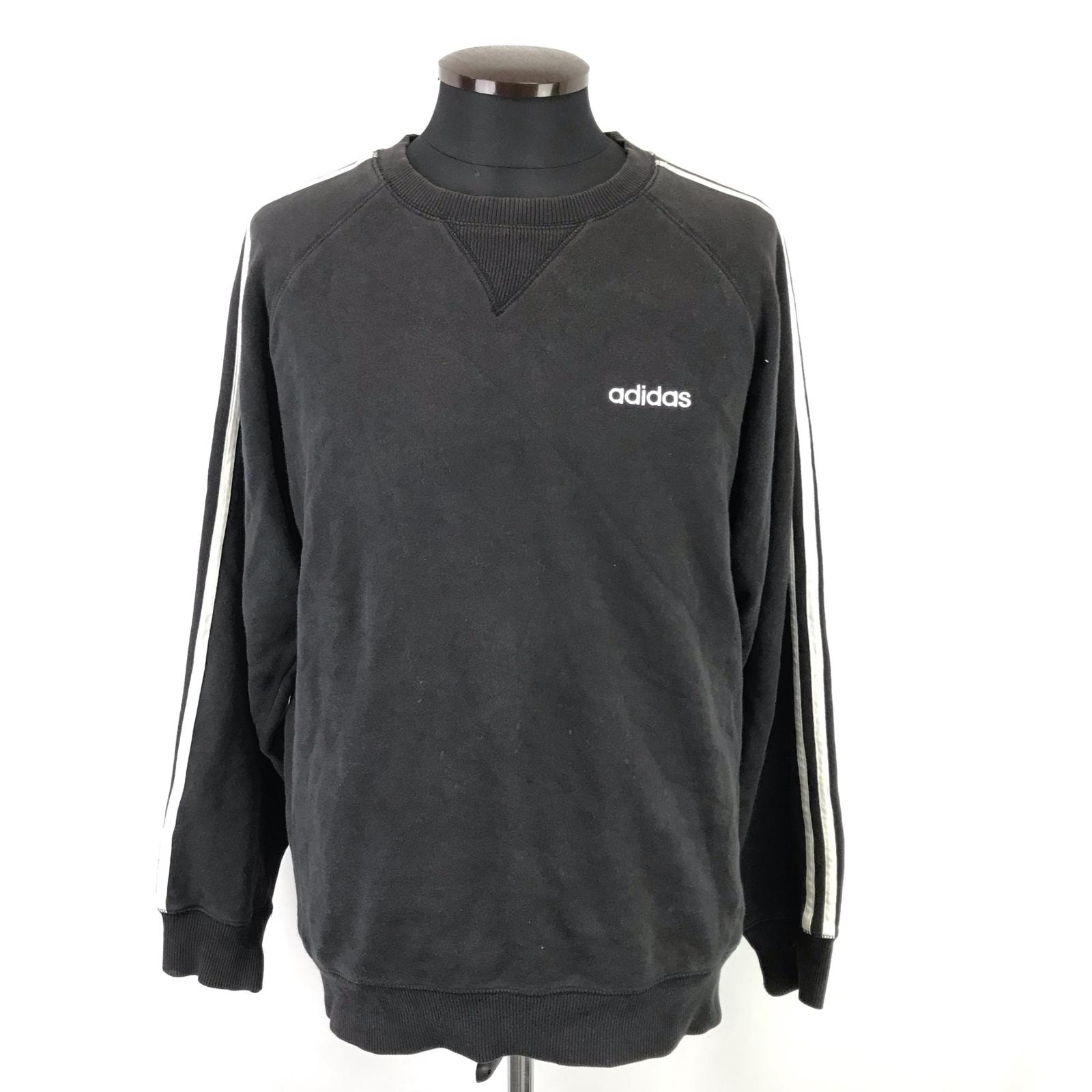 adidas【アディダス】前Vスウェットトレーナー【メンズL/黒/black】プルオーバー/Tops/jacket/sweat shirts◆BJ072-b