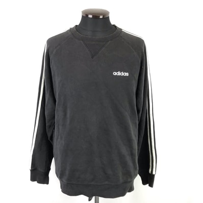 adidas【アディダス】前Vスウェットトレーナー【メンズL/黒/black】プルオーバー/Tops/jacket/sweat shirts◆BJ072-b