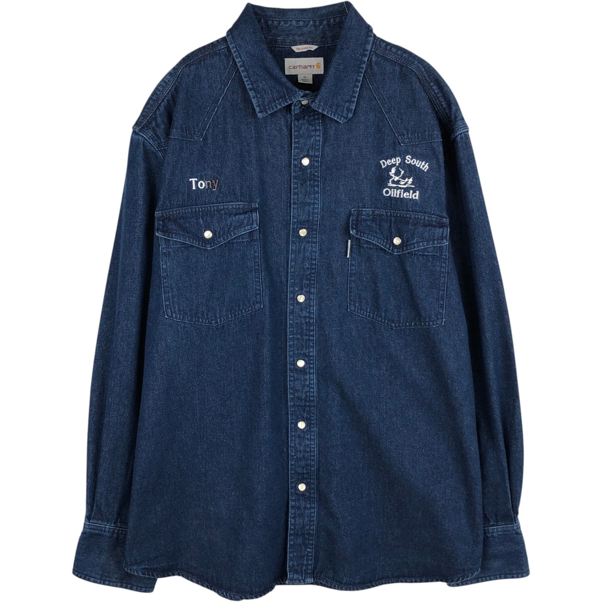 古着 カーハート Carhartt RELAXED FIT 長袖 デニム ウエスタンシャツ メンズXL相当/eaa631219