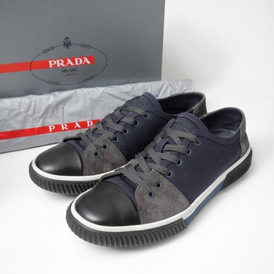 ■美品■PRADA プラダ スニーカー サイズ9 スエード 切替 ローカット ブランド古着【中古】20260525/RA9519