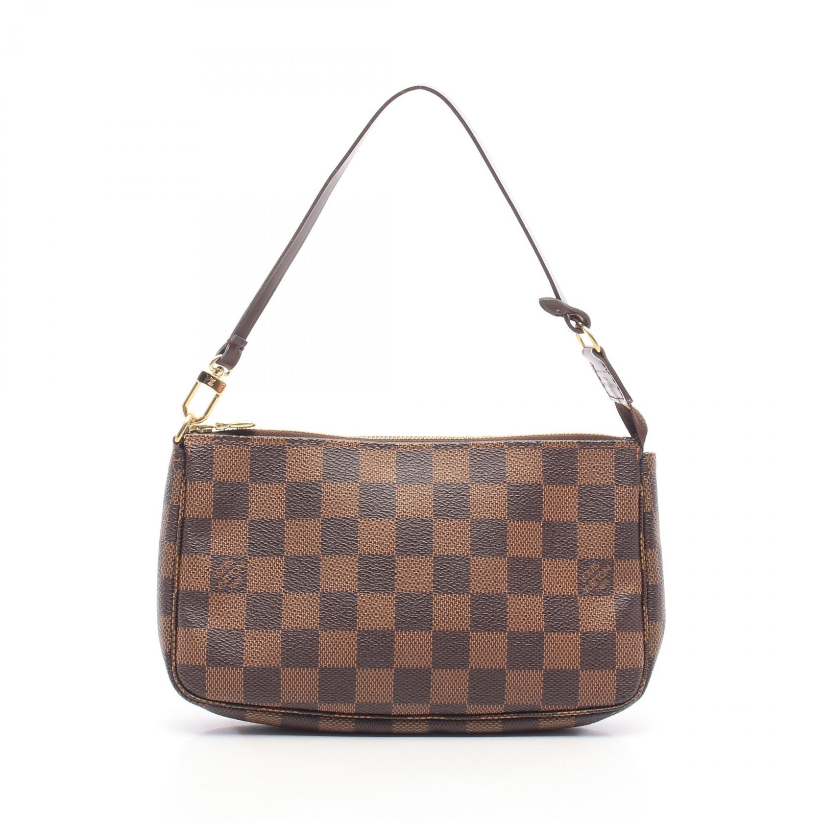 ルイ・ヴィトン LOUIS VUITTON ポシェットアクセソワール ダミエエベヌ ハンドバッグ バッグ PVCコーティングキャンバス レザー レディース ブラウン系 N51985 【中古】