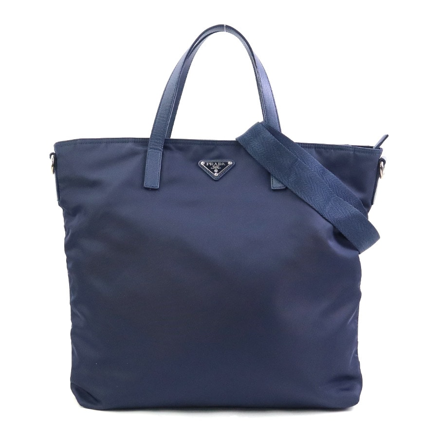 プラダ PRADA ハンドバッグ ショルダーバッグ ナイロン/レザー ネイビー ユニセックス【中古】 90080g