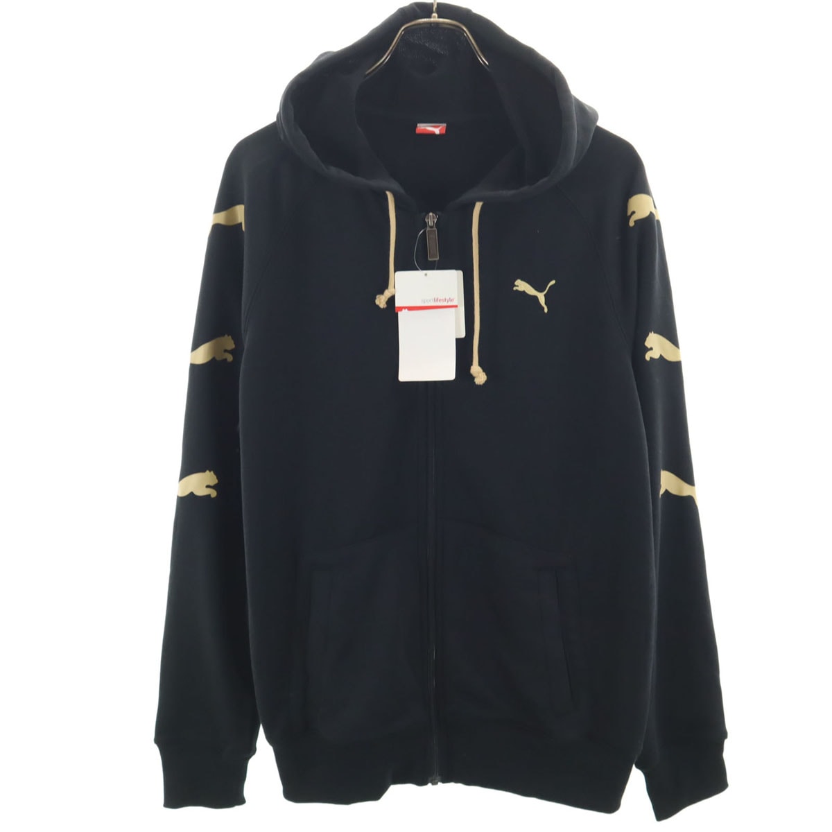 未使用 PUMA プーマ 長袖 スウェット ジップパーカー O ブラック