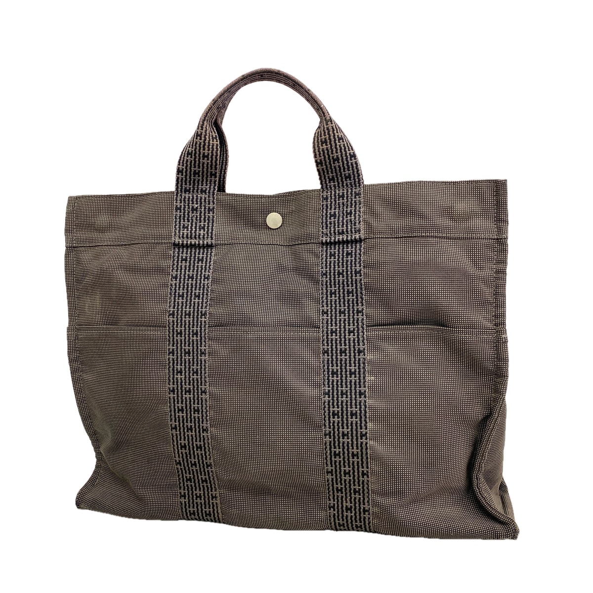【6kd5004】エルメス トートバッグ エールラインMM ナイロン グレー シルバー金具【中古】メンズ レディース ユニセックス