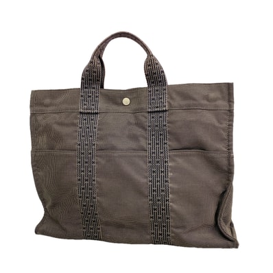 【6kd5004】エルメス トートバッグ エールラインMM ナイロン グレー シルバー金具【中古】メンズ レディース ユニセックス