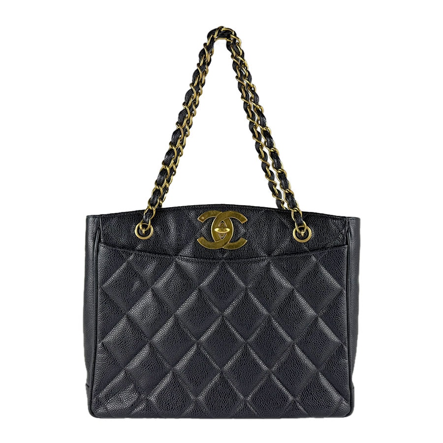 シャネル CHANEL ショルダーバッグ マトラッセ キャビアスキンレザー/メタル ブラック/ゴールド レディース【中古】 z9408