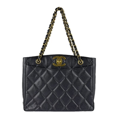 シャネル CHANEL ショルダーバッグ マトラッセ キャビアスキンレザー/メタル ブラック/ゴールド レディース【中古】 z9408