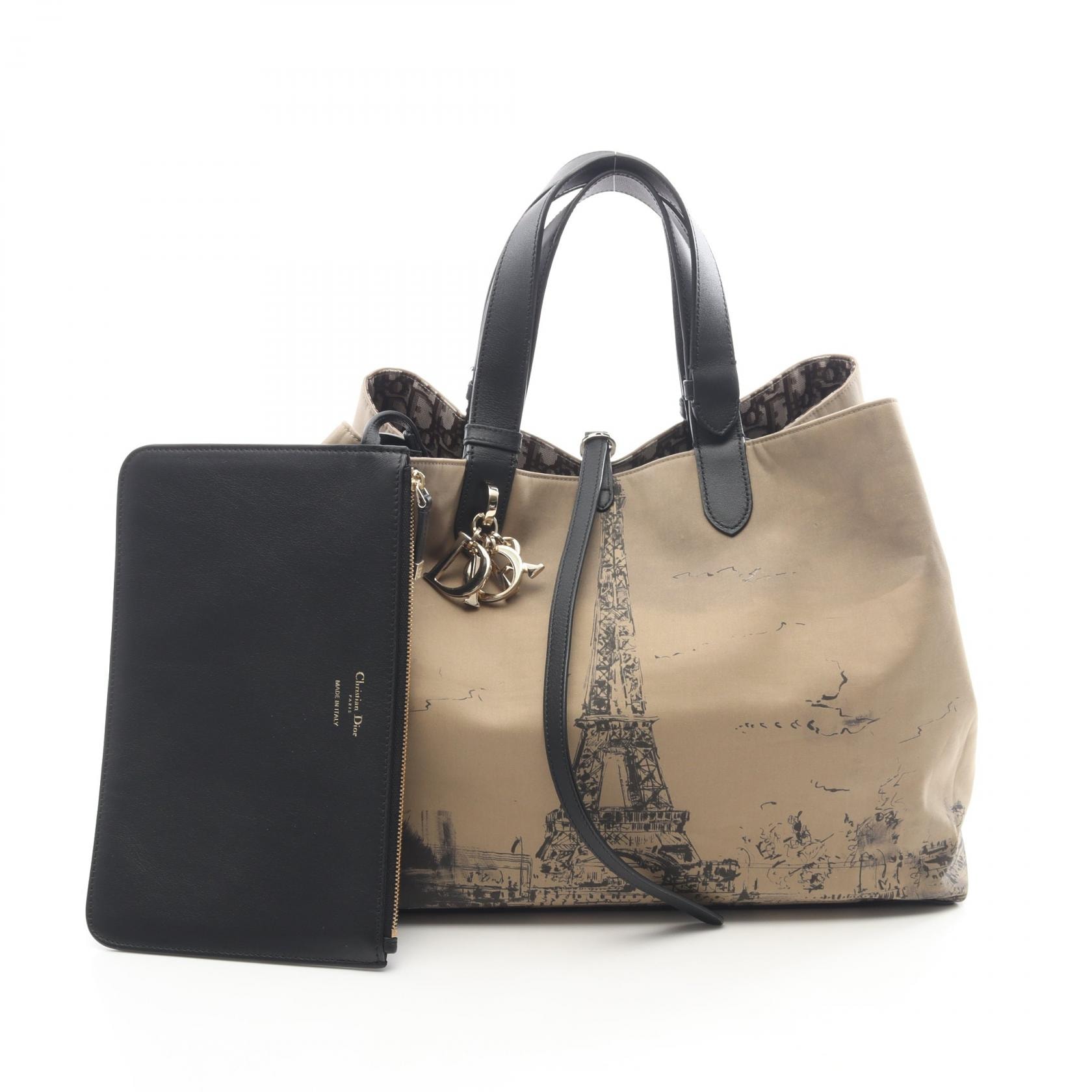 ディオール Dior トゥジュール オブリーク ラージ トートバッグ バッグ キャンバス レザー レディース ベージュ系 / グレー系 / ブラック系 【中古】