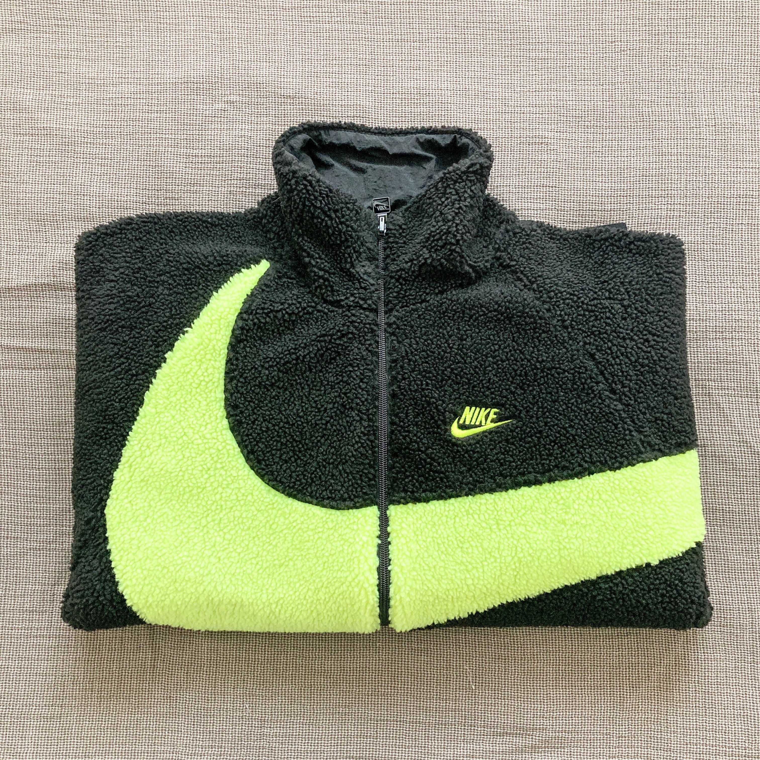 Nike Big Swoosh Reversible Boa Jacket"Black Neon"