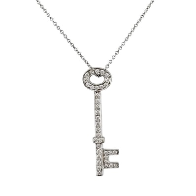 ティファニー オーバルキー ネックレス Pt950プラチナ ダイヤモンド レディース TIFFANY&Co. 中古