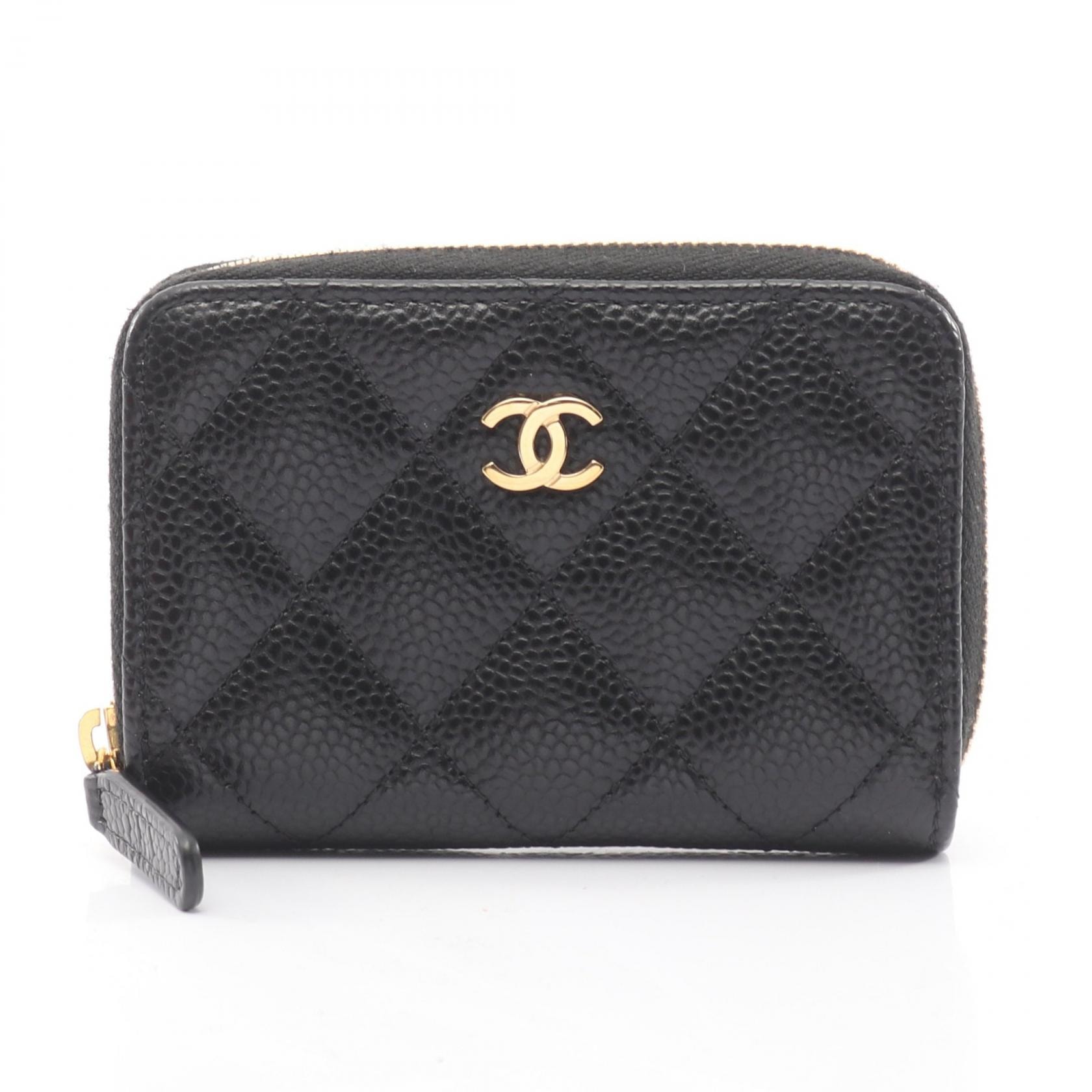 シャネル CHANEL クラシック ジップ コインパース コインケース 財布 レザー グレインドカーフスキン レディース ブラック系 AP0216 【中古】