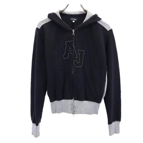 ARMANI JEANS アルマーニジーンズ 長袖 ジップパーカー I40 ブラック系 ロゴ