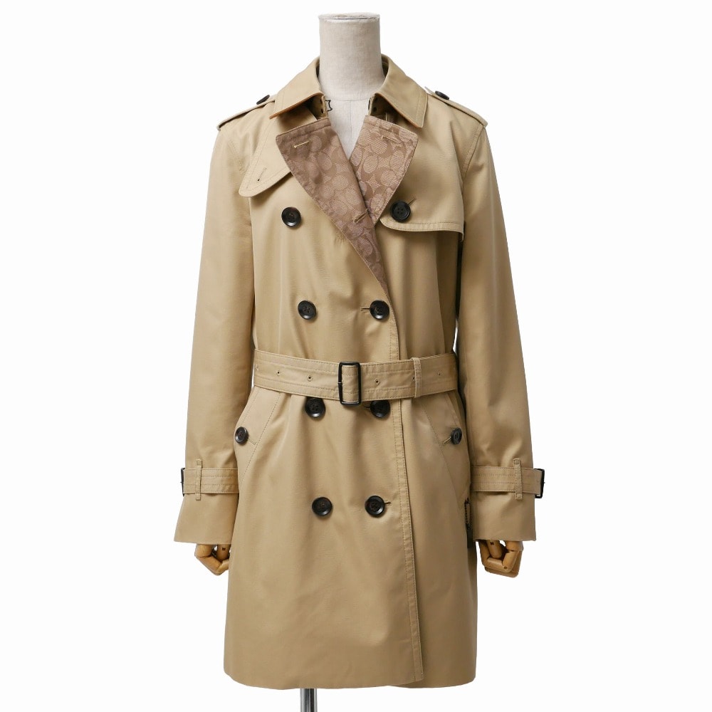 ■美品■COACH コーチ トレンチコート サイズMP スプリングコート シグネチャー柄 ブランド古着【中古】20260408/RA8887