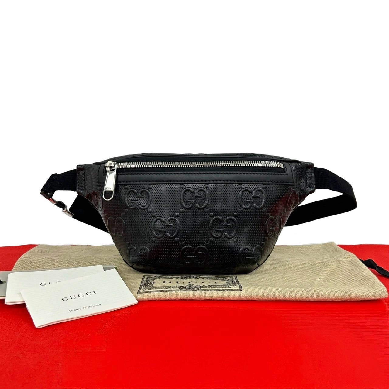 GUCCI グッチ ジャンボGG ロゴ 柄 レザー ボディバッグ ブラック
 31361
