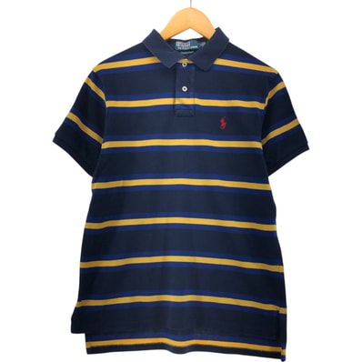 古着 ラルフローレン Ralph Lauren POLO by Ralph Lauren COSTOM FIT 半袖 ボーダー ポロシャツ メンズL相当/eaa544088