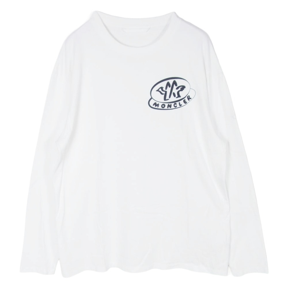 MONCLER モンクレール Tシャツ MC8D000118390T レタリングプリント 袖ロゴワッペン クルーネック 長袖 Tシャツ ロンT ホワイト系 XL【中古】