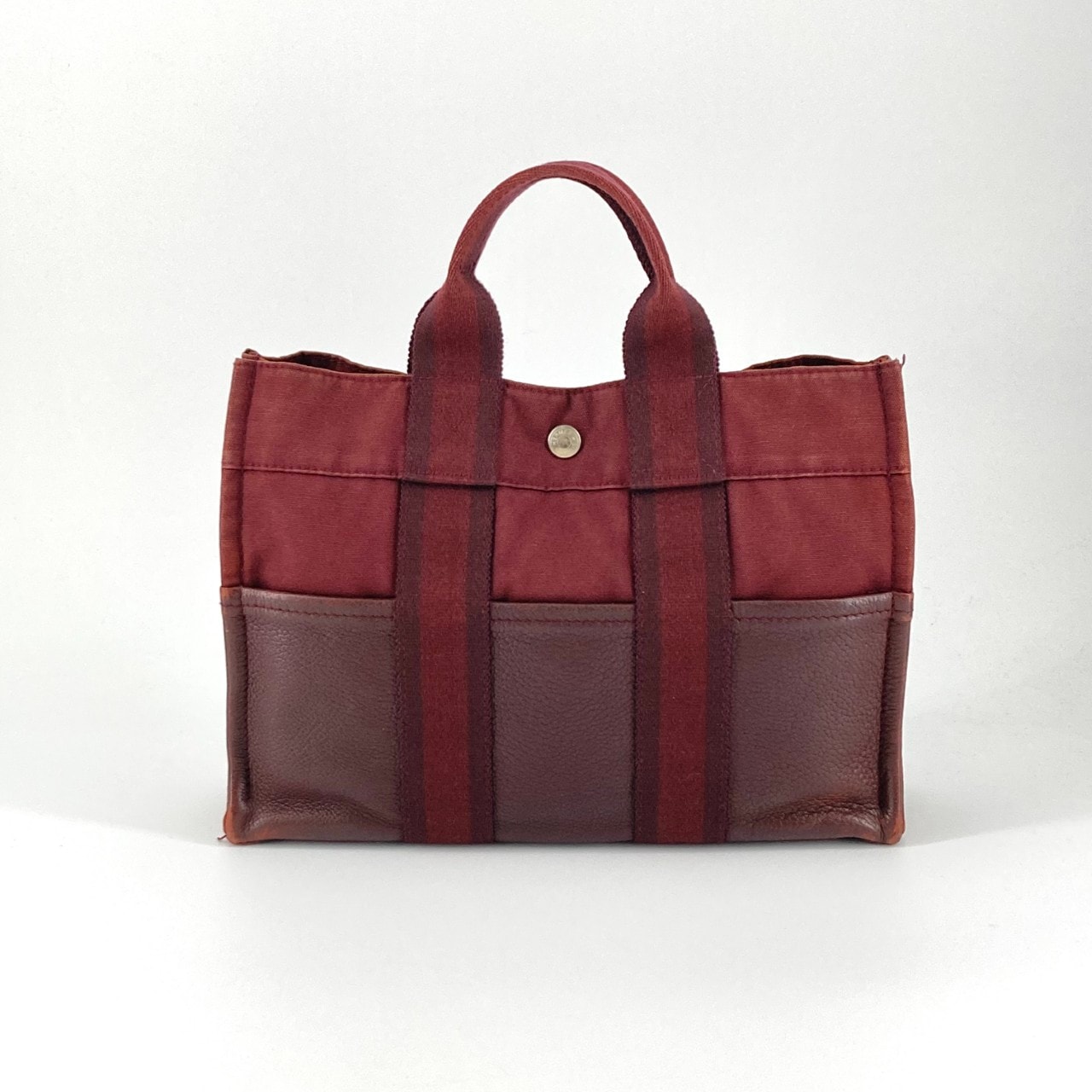 HERMES(エルメス) フールトゥ ハーフレザー ハンドバッグ レッド