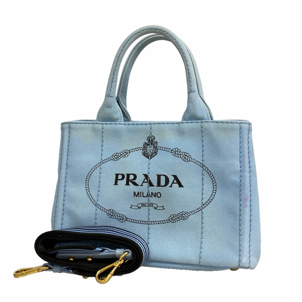 ★SALE【6ib2923】プラダ トートバッグ カナパ キャンバス ゴールド金具 2wayバッグ【中古】レディース