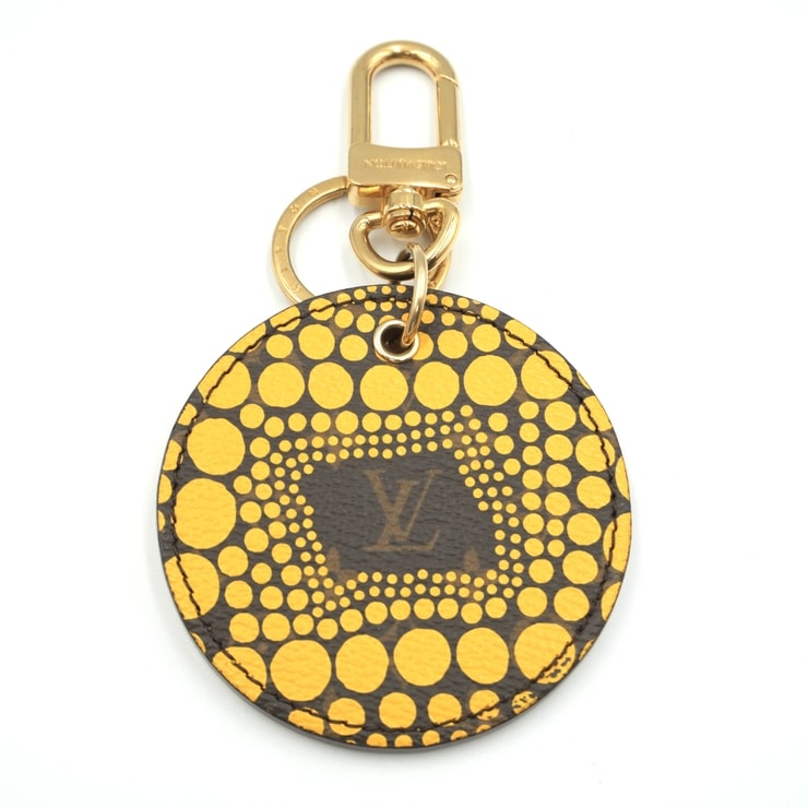 LOUIS VUITTON(ルイ ヴィトン)×草間彌生 ポルト クレ モノグラム パンプキンドット バッグチャーム キーホルダー イエロー ゴールド M66737【中古】