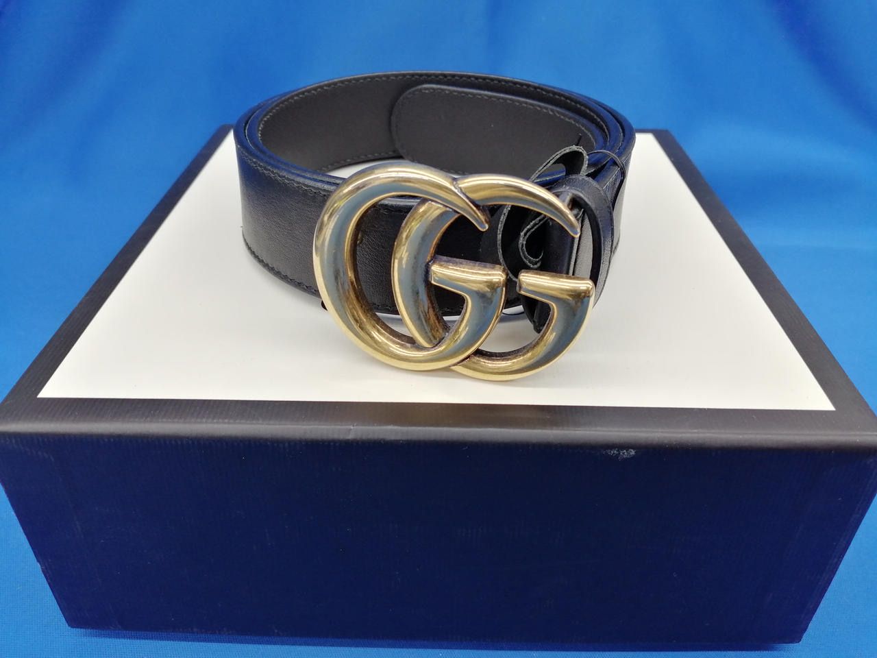 GUCCI GG Marmont Leather Belt with Shiny Buckle "Black"