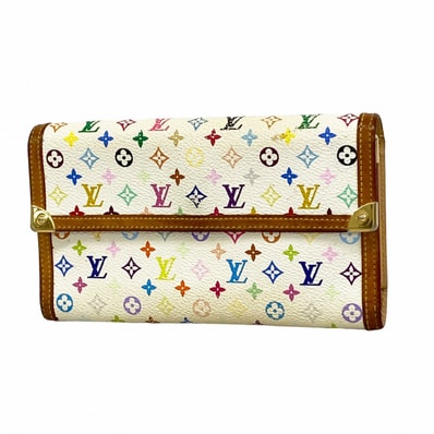【6dd4723-k】ルイヴィトン 三つ折り長財布 モノグラム・マルチカラー ポルトトレゾールインターナショナル M92659 ブロン【中古】レディース