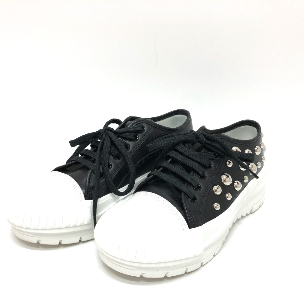 ルイヴィトン LOUIS VUITTON スタッズ付き スクアッド・ライン LV×YK 草間彌生 スニーカー レザー ブラック