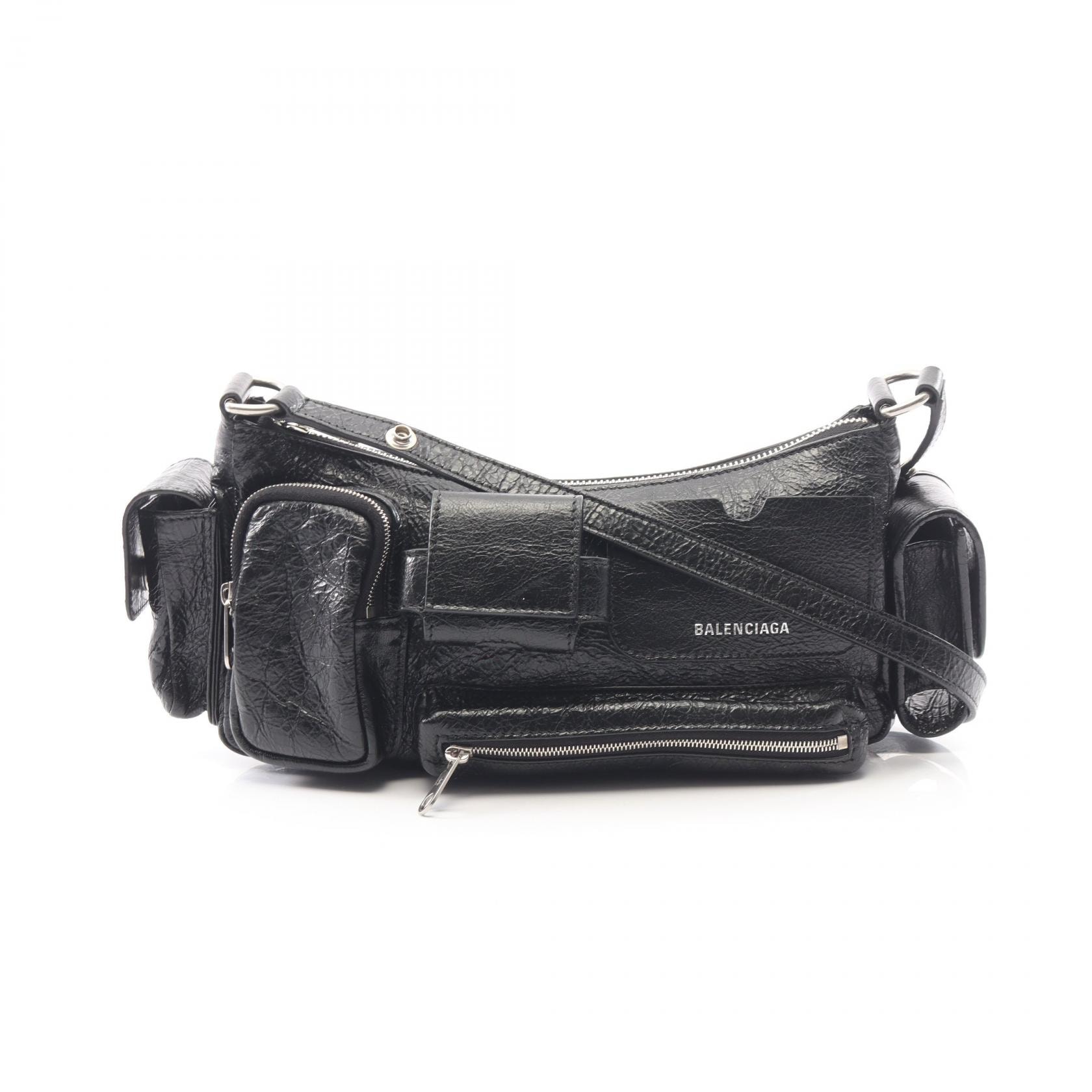 バレンシアガ BALENCIAGA スーパービジー スモール ショルダーバッグ バッグ レザー レディース ブラック系 802227 【中古】