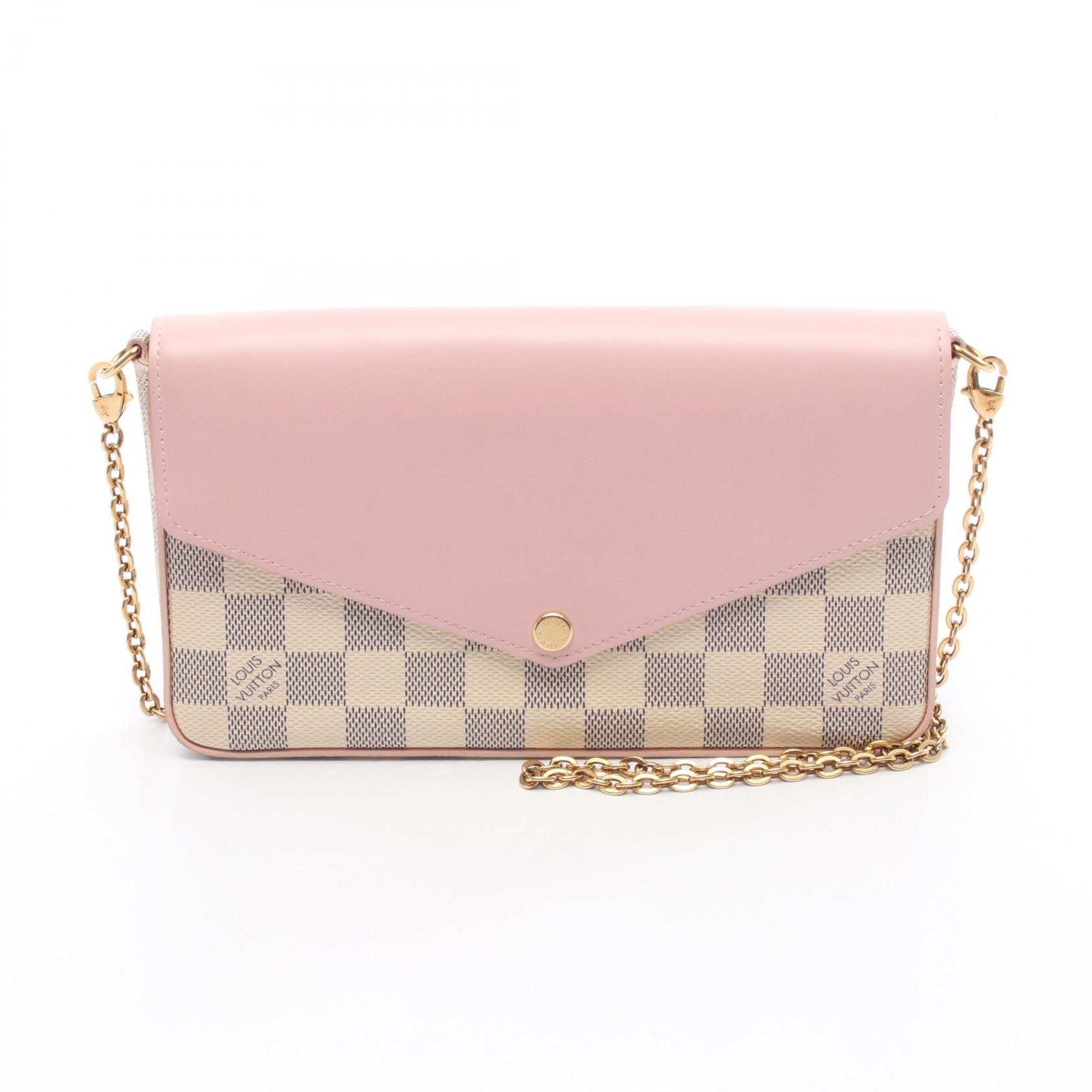 ルイ・ヴィトン LOUIS VUITTON ポシェット フェリシー ショルダーバッグ バッグ PVCコーティングキャンバス レザー ダミエ・アズール レディース ホワイト系 / ピンク系 / オードローズ N60235 【中古】