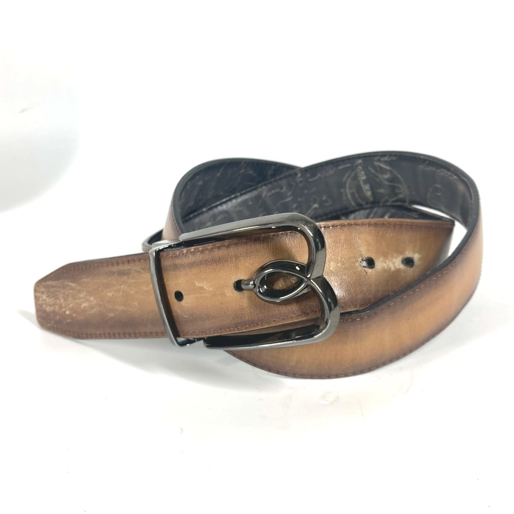 ベルルッティ Berluti カリグラフィ ロゴ リバーシブル アクセサリー ズボン用ベルト ベルト レザー ベージュ