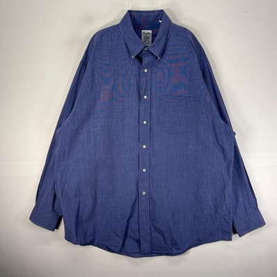 古着 ブルックスブラザーズ Brooks Brothers 長袖シャツ ボタンダウン 胸ポケット L ブルー系 無地 メンズ