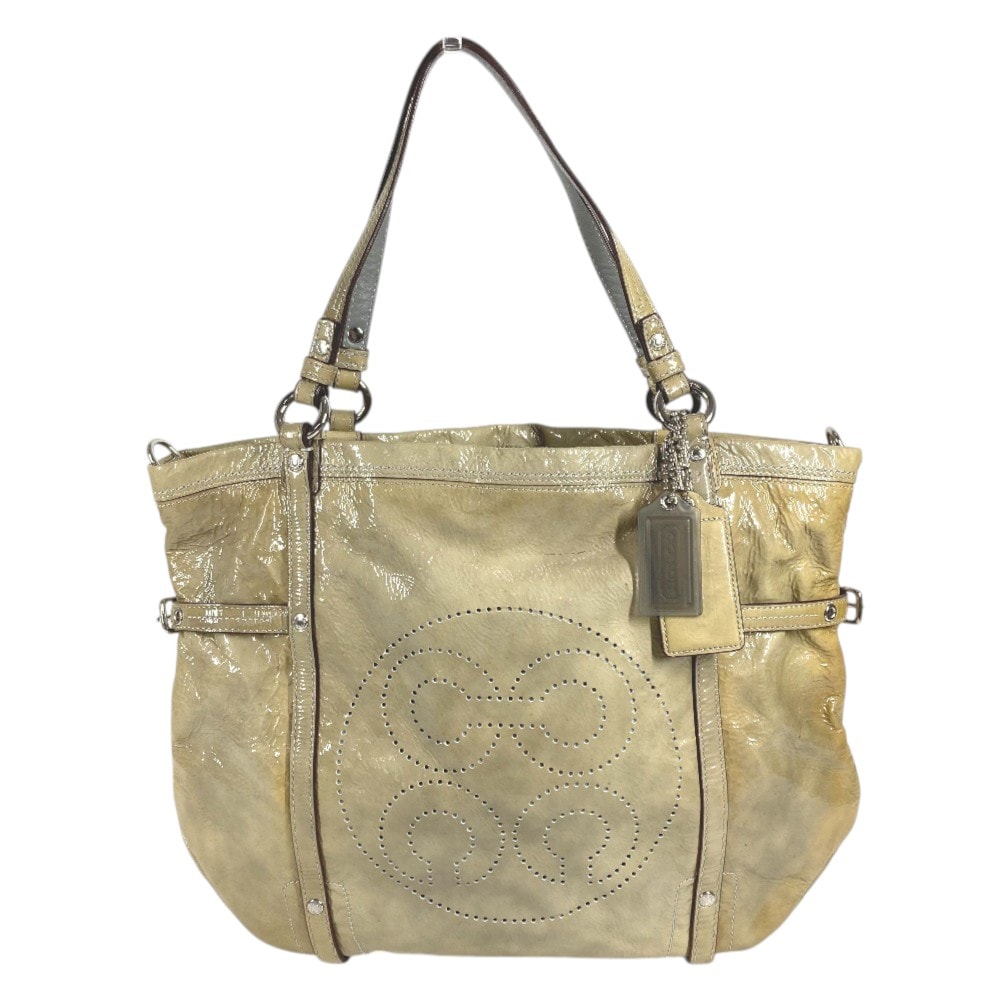コーチ COACH パテント アンディ シンチド 17065 カバン 肩掛け トートバッグ ショルダーバッグ パテントレザー グレー系