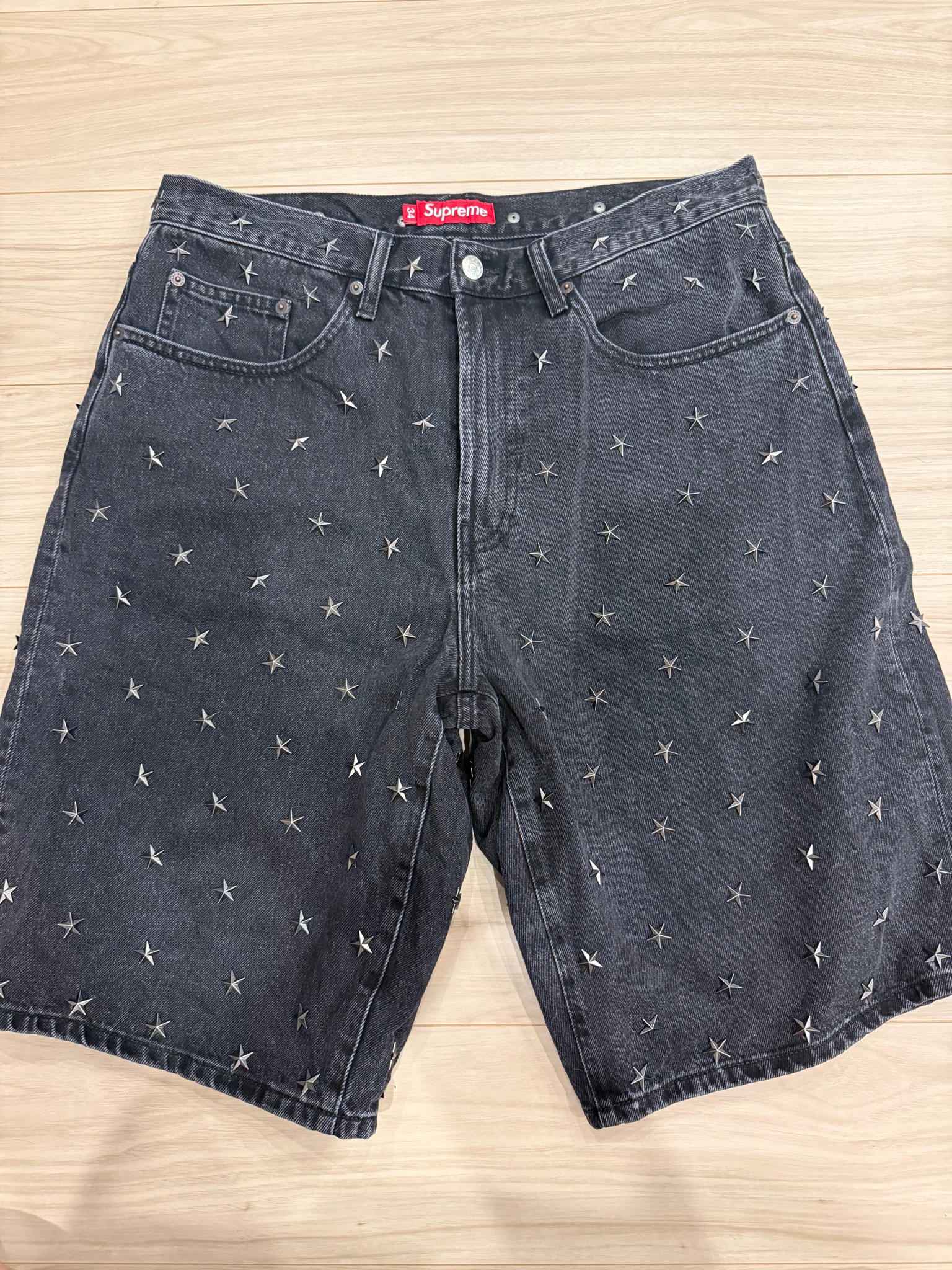 Supreme Stars Studded Baggy Denim Short "Black"