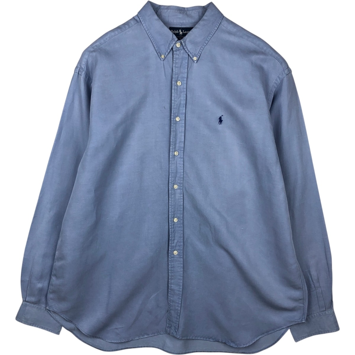 古着 ラルフローレン Ralph Lauren BLAKE 長袖 シルク×リネン ボタンダウンシャツ メンズXXL相当/eaa495586