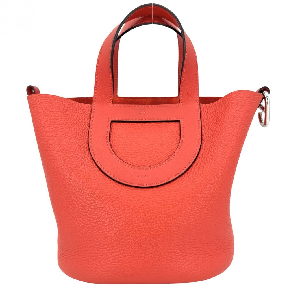 HERMES エルメス ハンドバッグ インザループ18 シェーヌピコ 小さめ W刻印 トリヨンクレマンス    オレンジ系 シルバー金具 レディース 2024年【中古品】