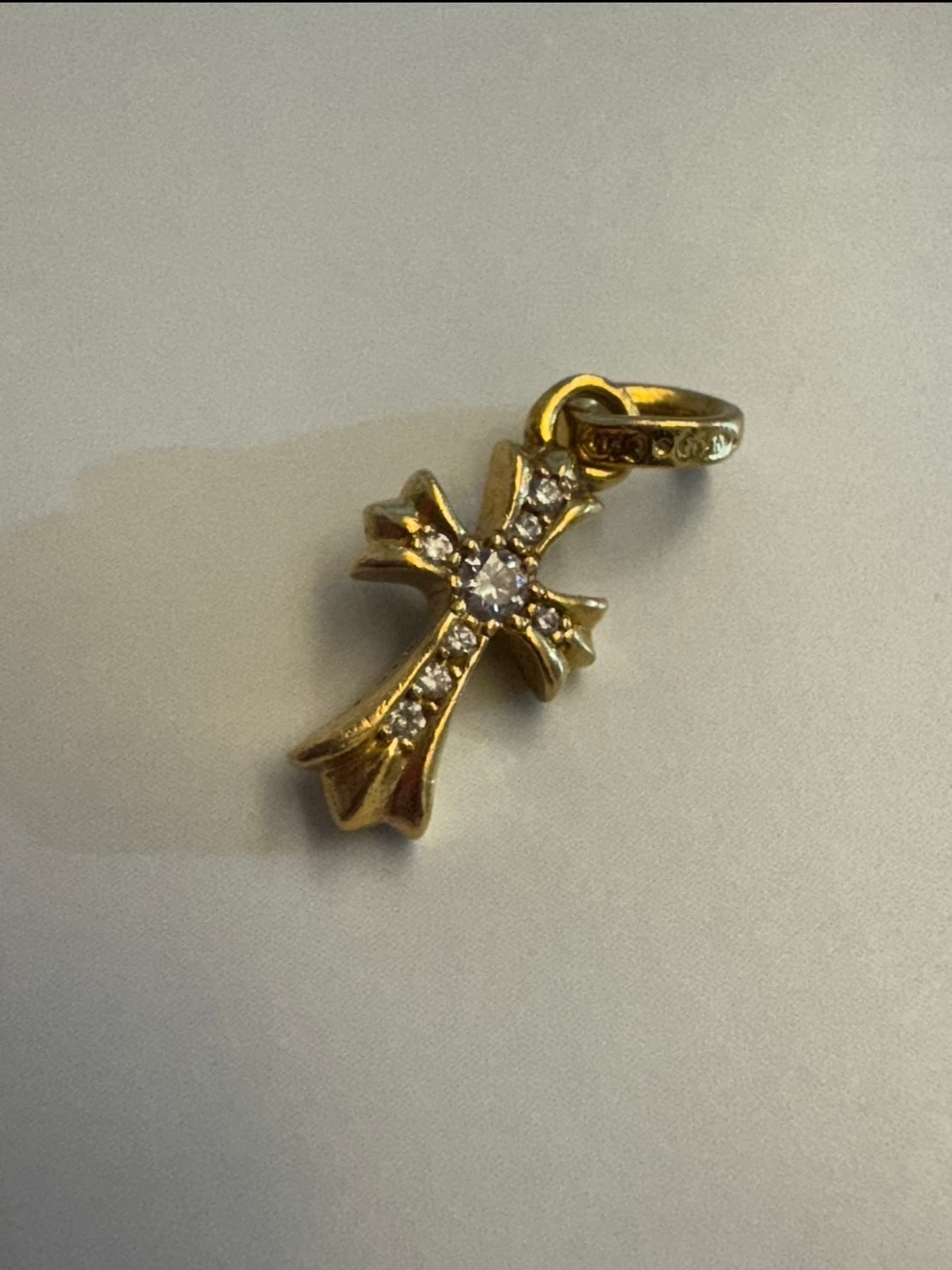 Chrome Hearts 22K CH Cross Baby Fat Charm with Pave Diamond "Yellow Gold"