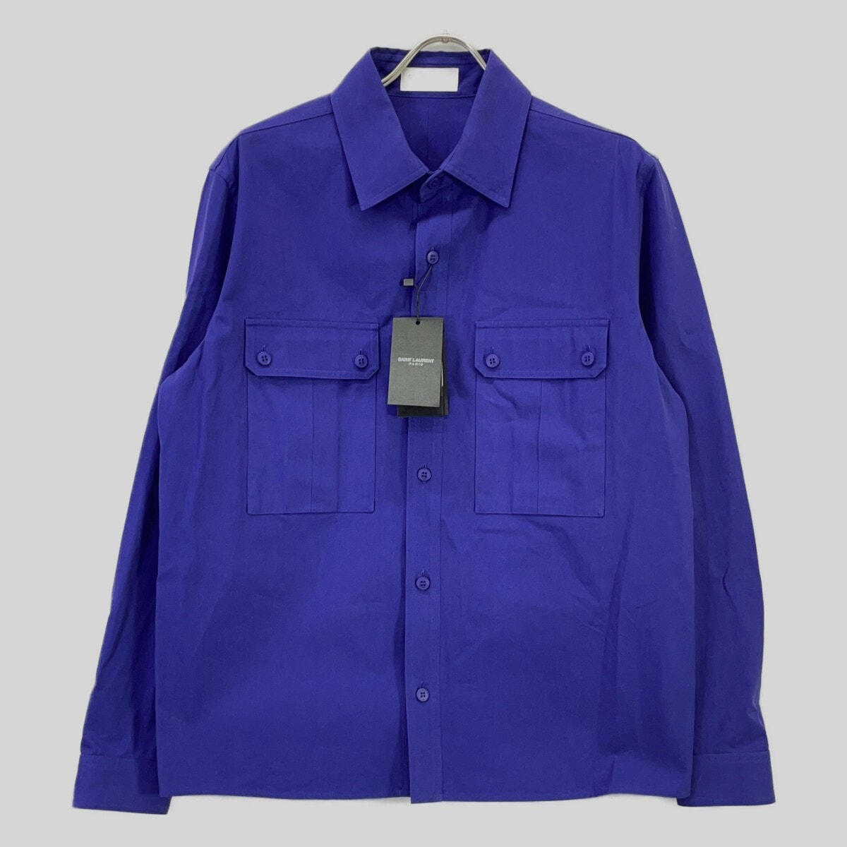 サンローランパリ 21年 パープル 679891 ミリタリーシャツジャケット 38