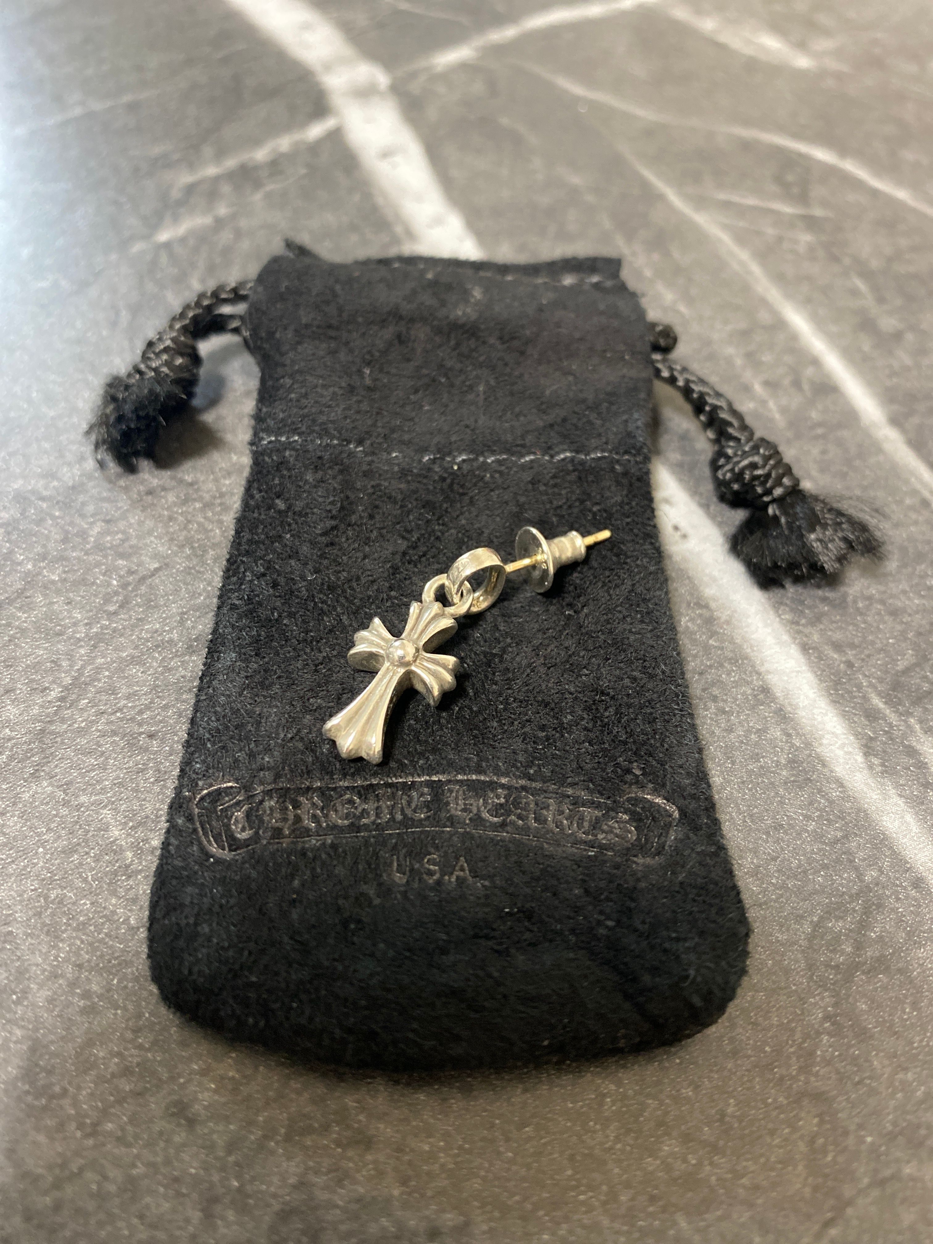 Chrome Hearts CH Cross Baby Fat Earrings "Silver"