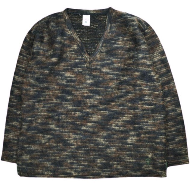 South2 West8 サウスツーウェストエイト S2W8 日本製 Side Slit V Neck Shirt - Pe/Ac/W Shaggy Knit サイドスリットVネックシャツ シャギーニット FK859 S Navy セーター トップス