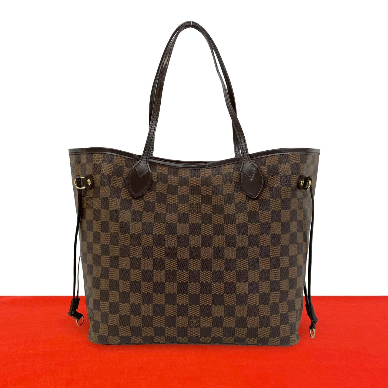 LOUIS VUITTON ルイヴィトン ネヴァーフル ダミエ レザー PVC トートバッグ ブラウン
 a85-1