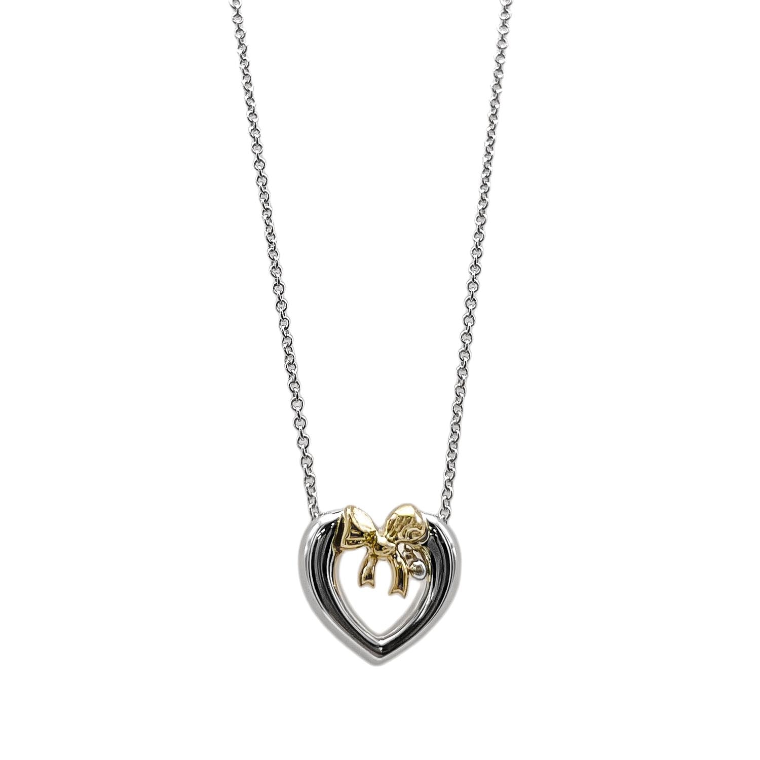 TIFFANY&Co. ティファニー ハート リボン コンビ ネックレス
 ペンダント SV925 K18 750 シルバー 新品仕上済 レディース
 【中古】