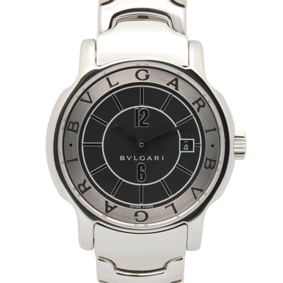 ブルガリ BVLGARI ソロテンポ 腕時計 時計 ステンレススチール レディース ブラック系 ST29S 【中古】