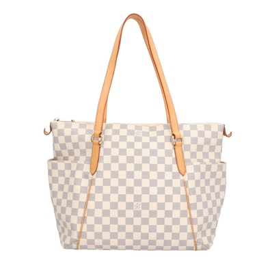 ルイヴィトン トータリーMM ダミエアズール トートバッグ ダミエアズールキャンバス N41279 ホワイト レディース LOUIS VUITTON 中古